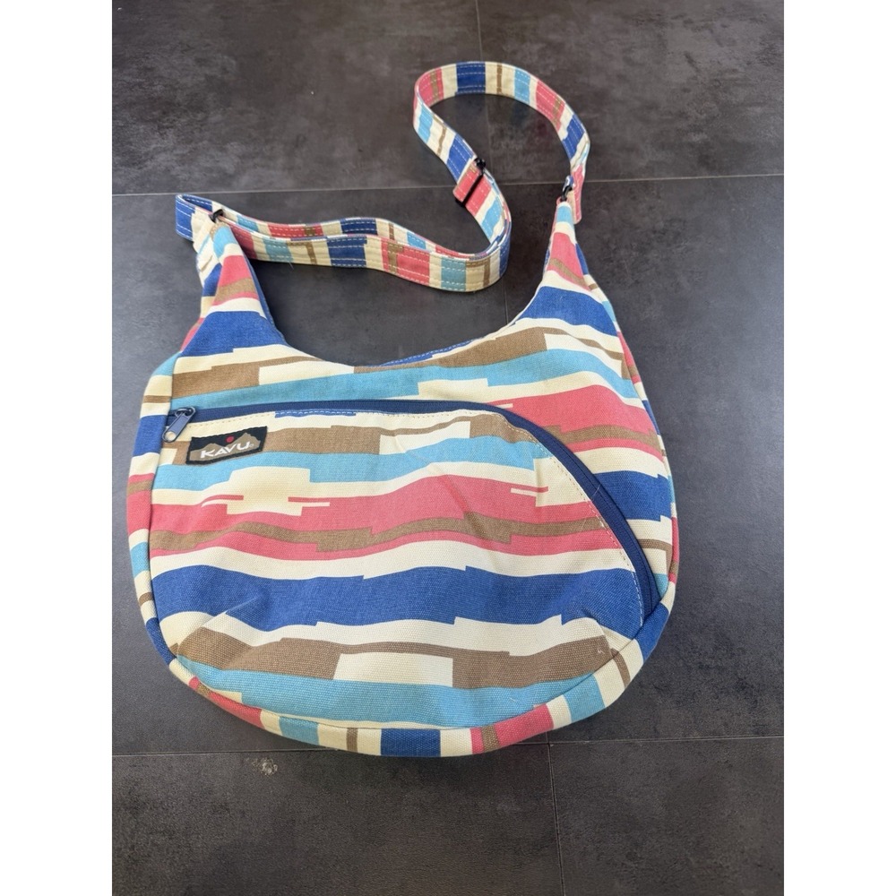 Kavu Canvas Crossbody/Shoulder Bag w/ Geometric Southwestern Design-CLEAN